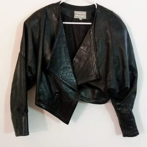 Christian Lauren M Black Leather Jacket 80's